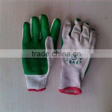 rubber coated cotton glove/laminated cotton farm gloves