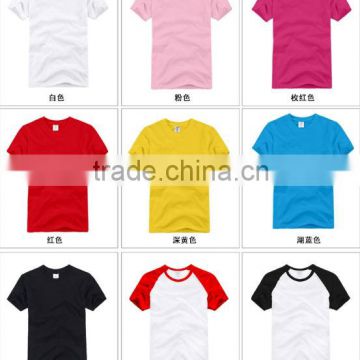 High quanlity heat transfer printing 100% cotton t-shirt 17 kinds of color ,custom round neck t-shirt