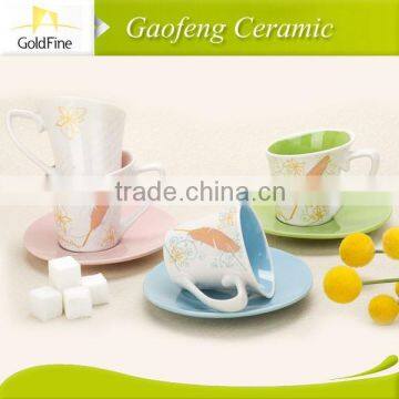 bright color glaze porcelain cups and saucers