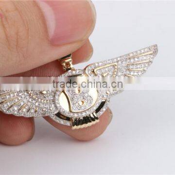 Fashion New Design B Wing Shape Hip Hop 10k Gold Pendant Setting Diamonds Jewerly