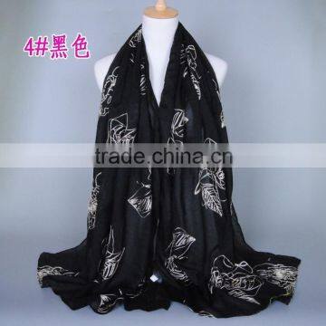 Wholesale Korea Fashion Cotton Embroidery Flower Pashmina Shawl Scarf