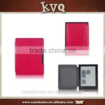 Smart side open style leather case cover for Kobo aura 6" ereader