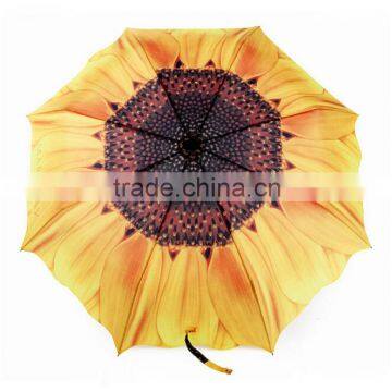 Unique Design Manual Open 3 Fold Sunflower Umbrella