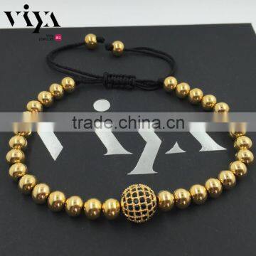 2 YEARS NO Loose Color 18K Gold Plated Man Baeds Bracelet photo-3