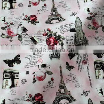 Eiffel Tower action leather PVC leather faux leather fabric with printed pattern