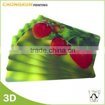 China manufacturer 3D lenticular table mat, plastic christmas placemat