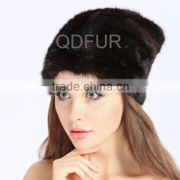 QD80609 Woman Whole Mink Fur Black Brown Hat  China Wholesale