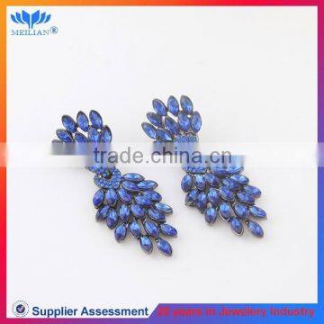 High-end fashion blue crystal earrings, luxury colorful eardrop for women