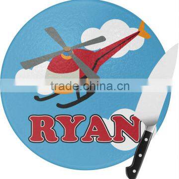 Custom Round Shape Personalized Glass Chopping Board