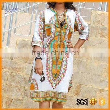 ladies medium sleeve printed cheap readymade maxi long dashiki dress                        
                                                Quality Choice