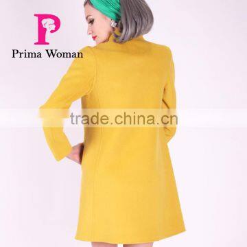 Spring Fashion Lapel Women Medium Length Slim Fit Wool Coat photo-6