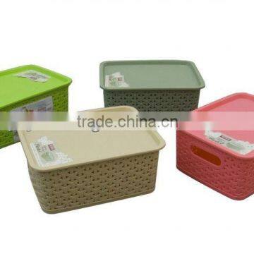 multi-using plastic storage basket with cover lid