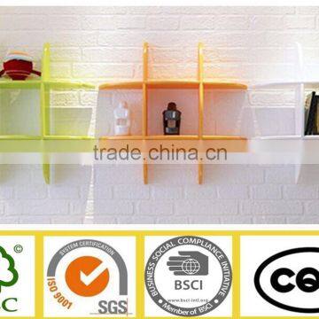 E1 wooden decorative floating colourful wall cube shelf