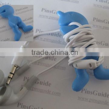 Christmas promotion gift cute little child 3d soft pvc headphone cable winder