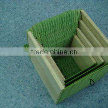 Square Bamboo and Wood Boxes in Set