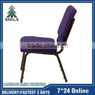Wholesale Cheap Stacking Metal Church Chairs With Iron Tube and Fabric Cushion photo-2