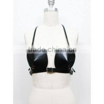 Black Leather Bullet Bra High Quality AP-4603