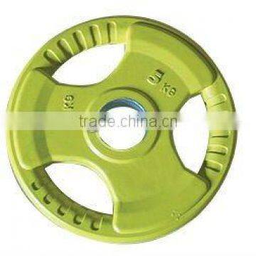 color rubber coated plates with handle cuts weight plate tree