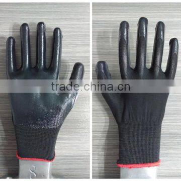 13 Gauge 40g Black Nylon Glove Core Black Nitrile Coated Work Gloves for Vehicle Repair photo-2