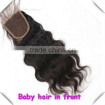 Middle/Free Parting18" #1B Natural Body Wavy, Bleached Knot, Peruvian virgin hair full front lace closures