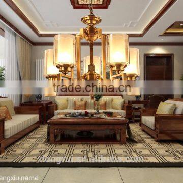 Chinese Style Classical Full Copper Luxury Decorative Light Hotel Chandelier For High Ceiling 5 Heads 522-5H