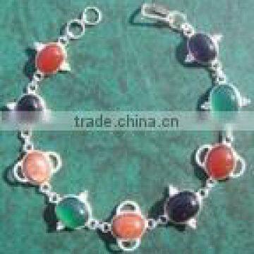 Multi Stone Silver Bracelet