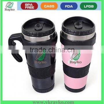 BPA FREE travel mug with handle and seelve cover