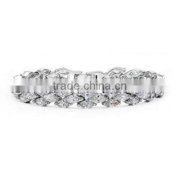 Platinum Plated Elegant AAA+ Clear Cubic Zircon Bracelet Bangle Charm Bracelet High Quality For Women