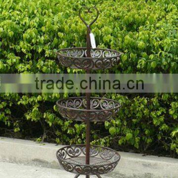 rustic antique 3 tier metal fruit home goods wire flower pot stand