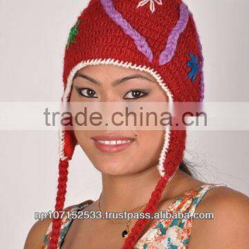 woolen ear hat with crochet work price 180rs $2.11