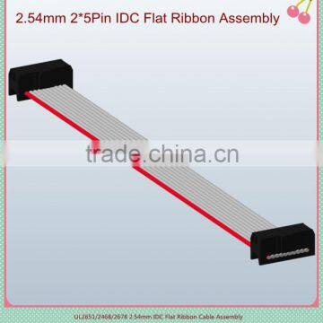 10 pin flat cable wire harness, 1.27mm flat cable wire harness, ul2651 28awg flat ribbon cable for computer