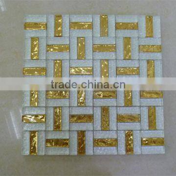 Polished gold color glass mosaic tile for kitchen