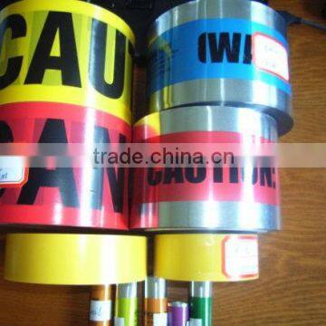 Green Warning Tape With Black Words Printing