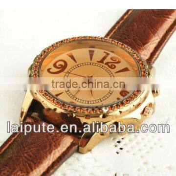 2013 fashion design japan movement ladies/girl's leather special diamond watch