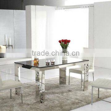 Artificial Marble Dining Table Carved Stainless Steel Base L862