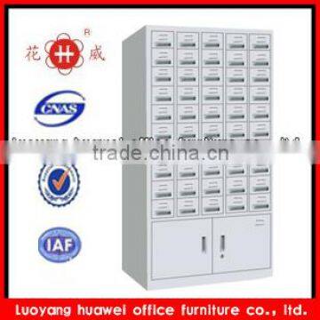Vertical stainless steel multi-drawer cabinet with card cataloge for office