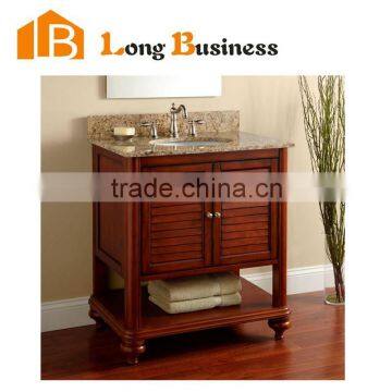 LB-LX2167 Commercial Double Bowl Solid Wood Modern Hotel Bathroom Vanity