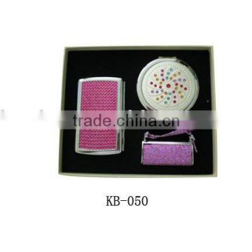 gift set of lighter,cigarette case and mirror