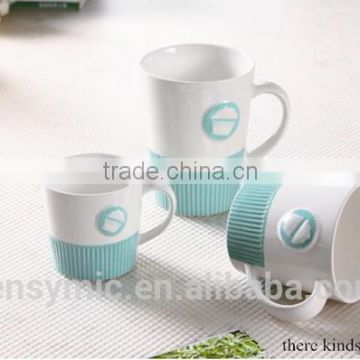 New design embossed wholesale porcelain promotional mug