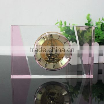 Pink Rectangular Crystal Table Clock