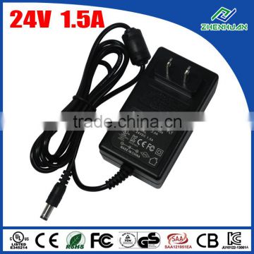 CCTV power supply 36 watt 24V 1.5A switching adapter for security camera