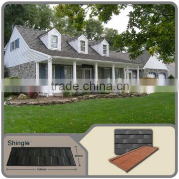 1340*420*0.4mm CE SONCAP SGS various color stone coated steel roofing shingles/color sand stone coated steel roofing sheets