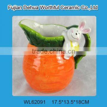 Ceramic milk jug with rabbit figurine