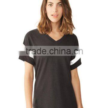 Blank women v neck t shirt stitching t shirt plain t shirt