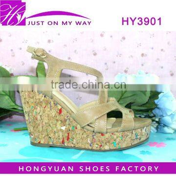 latest design ladies high heel sandals hot sale wedge shoes