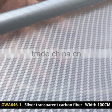 GWA646-1 Width 100CM Silver transparent carbon fiber water transfer Printing film Hydro printing factory