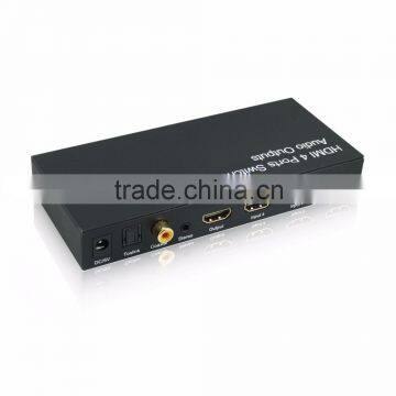 4x1 hdmi switch with audio output support 3D HDMI switch with audio(Toslink+Coaxial+3.5mm stereo) HDMI matrix switch 4x1