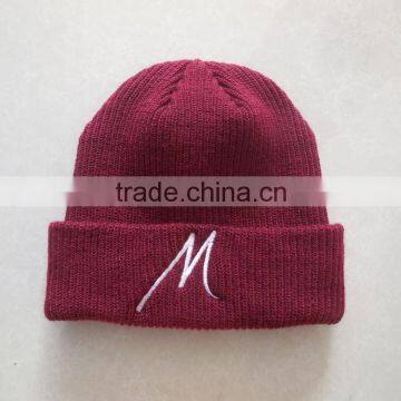 teenagers maroon colored acrylic knitted beanie hat wholesale