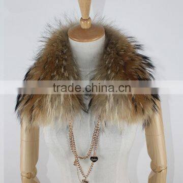 High Quality Small Square Raccoon Fur Collar for Fur Coat