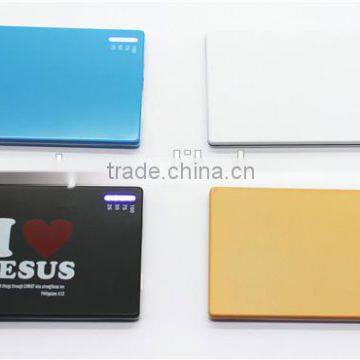 2015 Ultra-thin 4mm credit card size power bank with built in charge cable slim power banks made in china